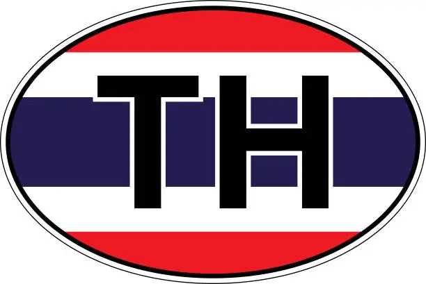 Vector illustration of Thailand TH flag label sticker car, international license plate