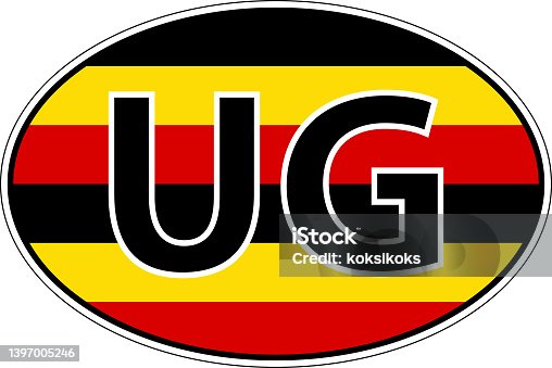 istock Republic Uganda UG flag label sticker car, international license plate 1397005246