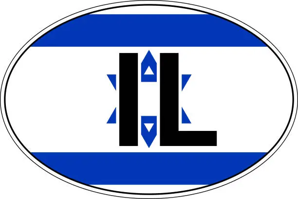 Vector illustration of Israel IL flag label sticker on car, international license plate