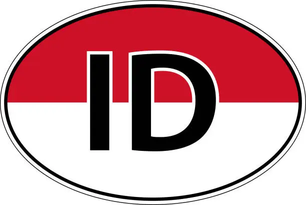 Vector illustration of Republik Indonesia ID flag label sticker car, international license plate
