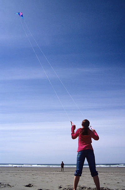 Girl with kite stock photo