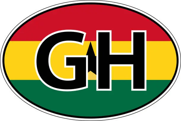 Vector illustration of Republic Ghana GH flag label sticker car, international license plate