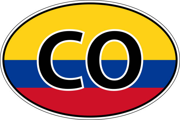 Republic Colombia CO flag label sticker car, international license plate Republic Colombia CO flag label sticker car, international license plate co kreation stock illustrations