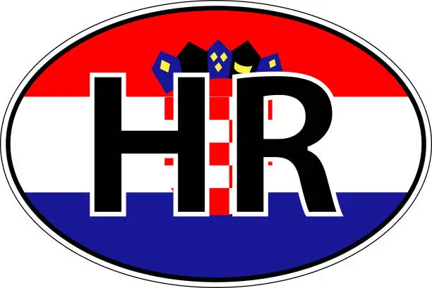 Vector illustration of Croatia, Croatian HR flag label sticker car, international license plate