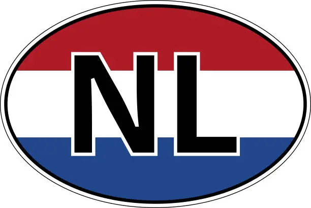 Vector illustration of Kingdom Netherlands NL flag label sticker car, international license plate
