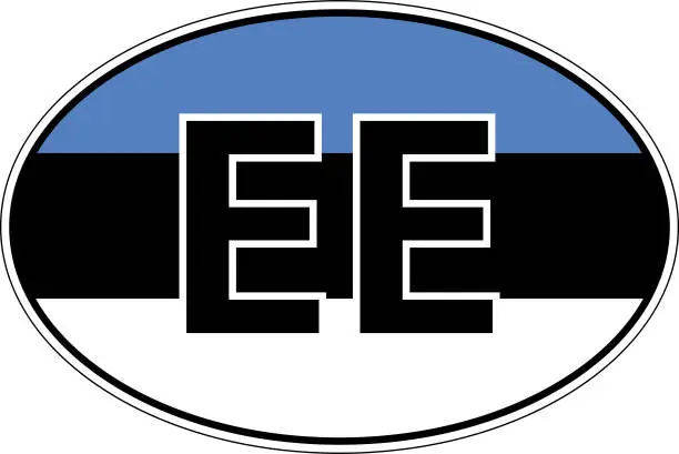 Vector illustration of Estonia EE EST flag label sticker car, international license plate