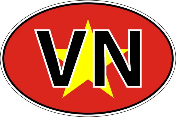 Vector illustration of Republic Vietnam VN flag label sticker car, international license plate