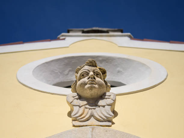 Church Majka Bozja od Zdravlja in Cres Facade of church Majka Bozja od Zdravlja in Cres (Croatia), sunny day in springtime majkav stock pictures, royalty-free photos & images