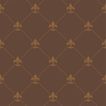 istock Fleur De Lis Brown French Damask Luxury Decorative Fabric Pattern 1397007793