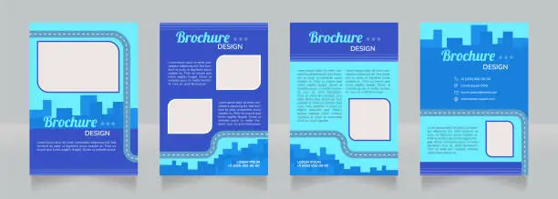 Vector illustration of Rail eco transport blue blank brochure design