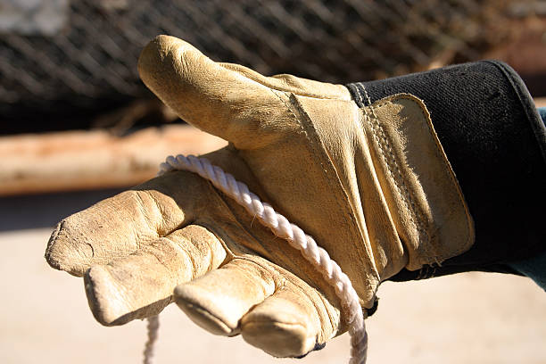 Working glove with rope stock photo