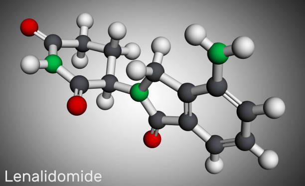istock Lenalidomide molecule. It is immunomodulatory drug with antineoplastic, anti-angiogenic, anti-inflammatory properties. Molecular model. 1397012455