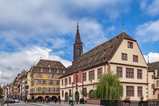 Street in Strasbourg historical center, France