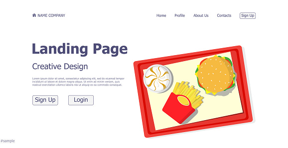 Fast food shop website landing page design concept - Vector illustration