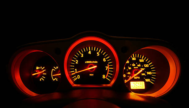 Full Dash of 350Z Full instrumentation of 350Z. Revving stock pictures, royalty-free photos & images