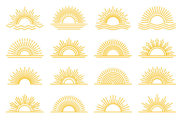 солнце - horizon stock illustrations