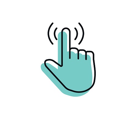 Drawing Hand Click Button Hand Click Button Vector Illustration Isolated On White Background ...