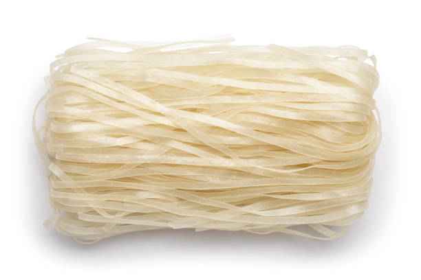 Noodles of rice on white background