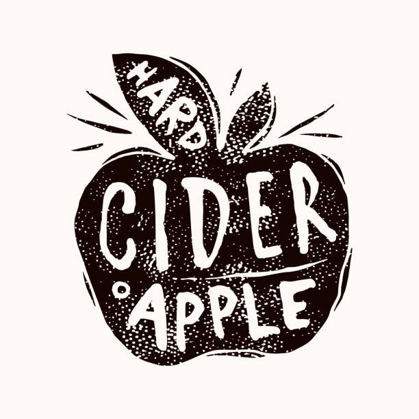 사과 사이다를위한 템플릿 엠블럼 - cider stock illustrations