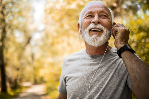 Elderly man doing morning jogging