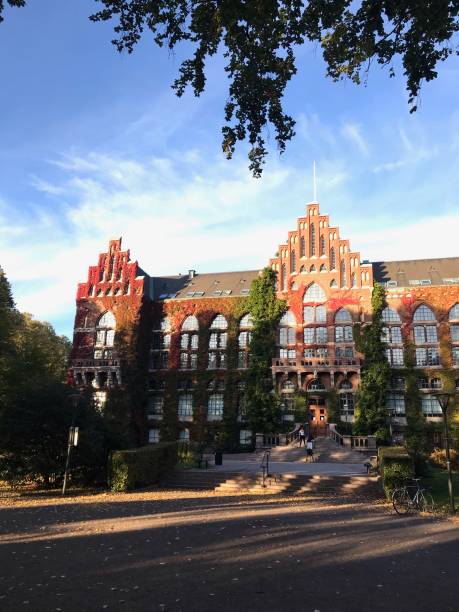 Facade of Lund University Central Library in Lund, Sweden