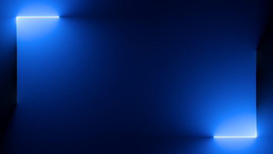 3d render, abstract blue neon background