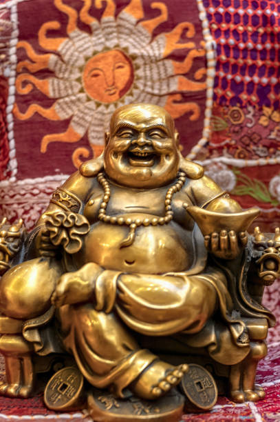 Laughing Buddha. Traditional chinese Feng Shui talisman Hotei or Budai. Laughing Buddha. Traditional chinese Feng Shui talisman Hotei or Budai. Selective focus. hotei the god of happiness stock pictures, royalty-free photos & images