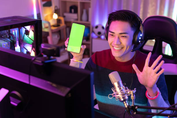istock asian man have live stream 1397022008