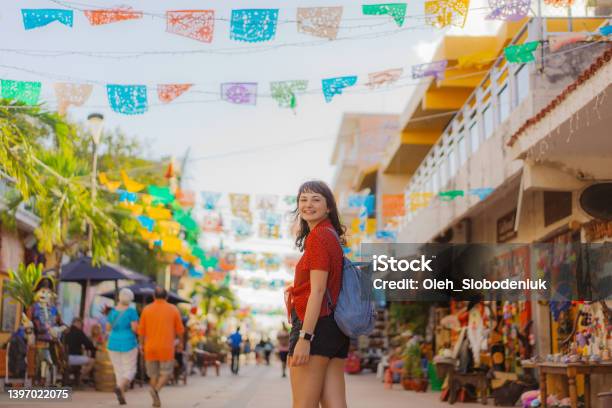 Woman Walking On Street In Mexico Stock Photo - Download Image Now - Mexico, Tourist, Playa Del Carmen