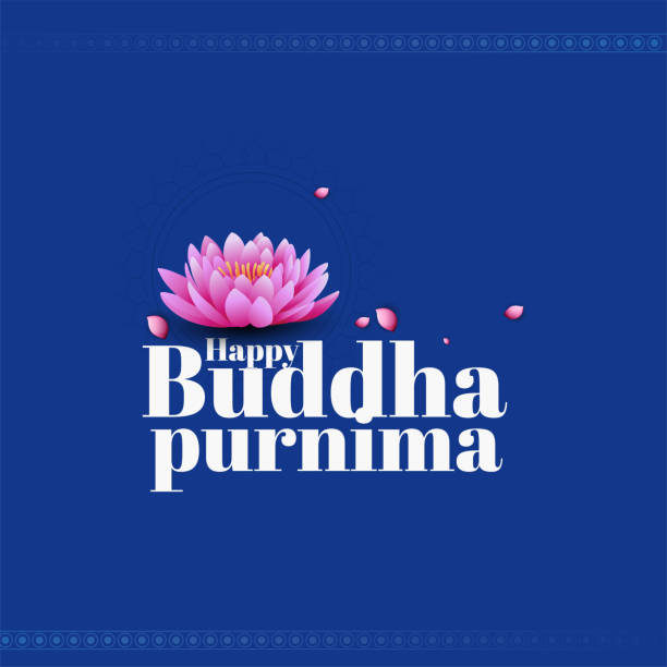 Buddha Purnima Buddha's Birthday is a Buddhist festival Happy Buddha Purnima Vesak, Lord Buddha in meditation, louts flower happy vesak day stock illustrations