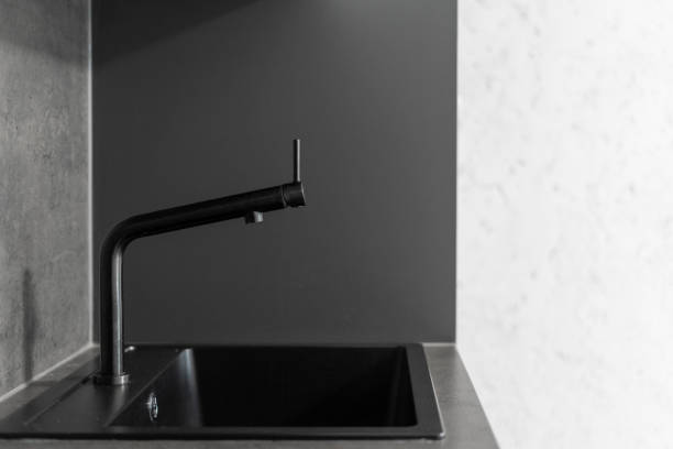 istock Black sink in contemporary kitchen interior design 1397025281