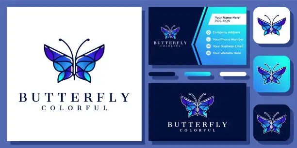 Vector illustration of Butterfly colorful beauty wing flying vector  design with business card