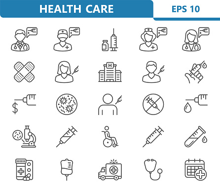 Healthcare Icons. Health Care, Hospital, Medical Icon Set