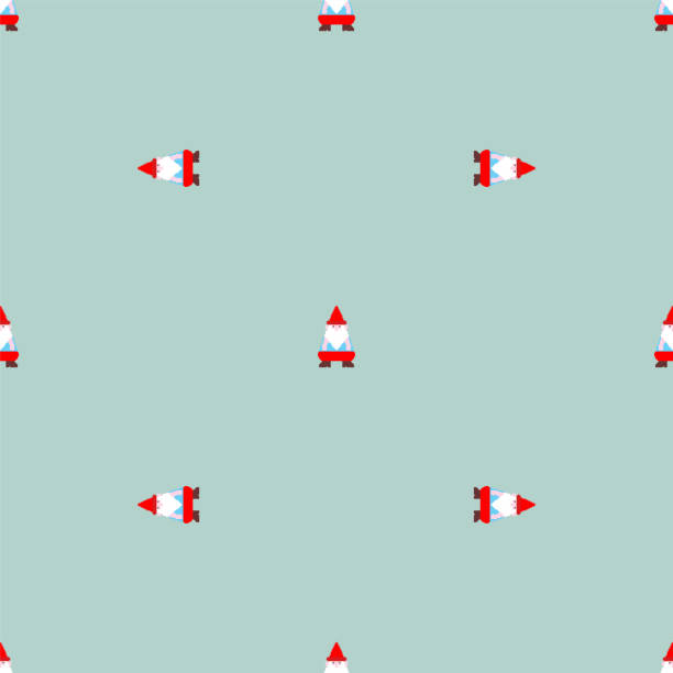 istock Garden gnome pixel art pattern seamless. 8 bit pixelated background. Baby fabric texture 1397030019
