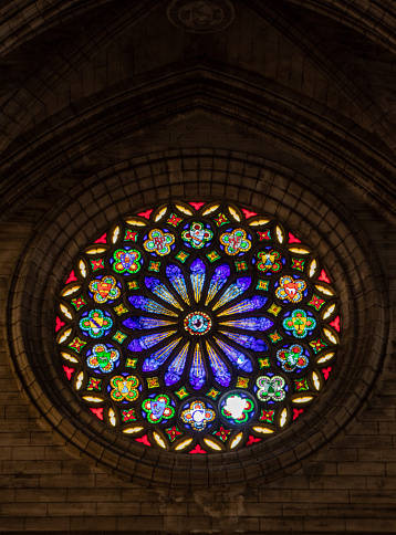 Rosette of Notre Dame Cathedral in Paris, France.