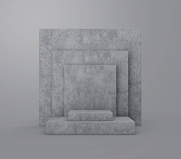 istock Square Concrete pedestal podium for product display with grey background. 3d rendering. 1397035725