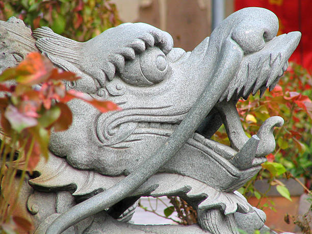 real dragão chinês - stone statue animal imitation asia - fotografias e filmes do acervo