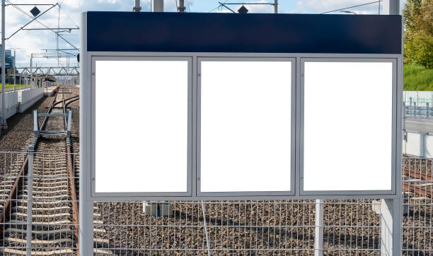 istock Blank white advertising posters on the railway station 1397038861