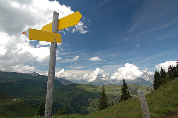 Hiking Trail Sign Post stock photo