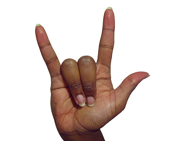 asl, i love you - deaf american sign language hand sign human hand foto e immagini stock