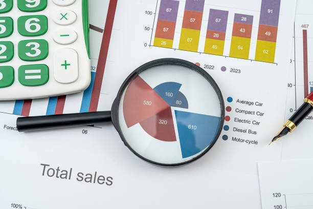 istock Magnifying glass and pen on financial charts graphs 1397041625