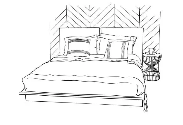 Vector illustration of Styled Bedroom Sketch