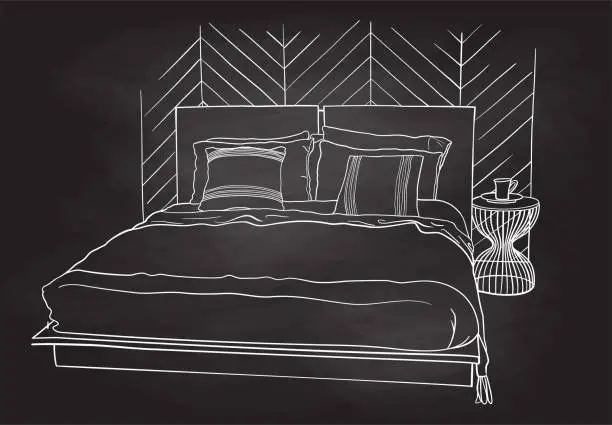 Vector illustration of Styled Bedroom Blackboard