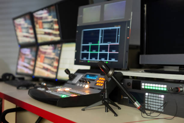 istock Television director's office with remote control 1397042960