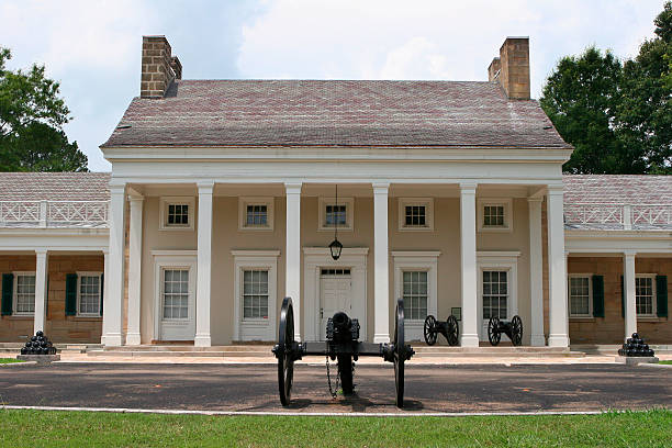 Southern Mansion and Cannon stock photo