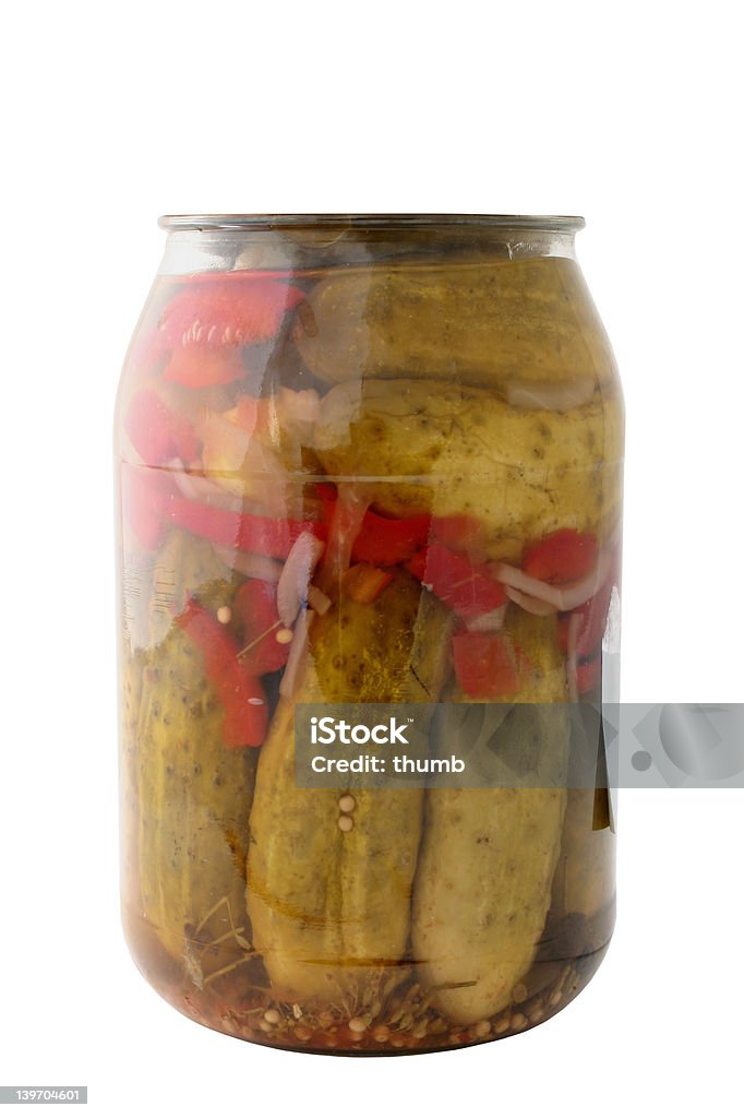 Pote de pepinos em conserva com páprica - Foto de stock de Alimentação Saudável royalty-free