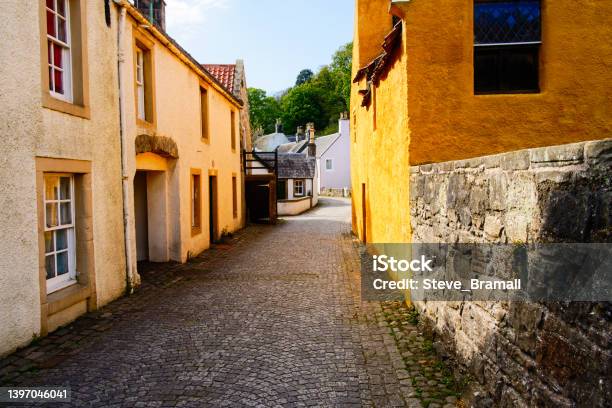 Cobbled Street Named West Green In Culross Village Stock Photo - Download Image Now
