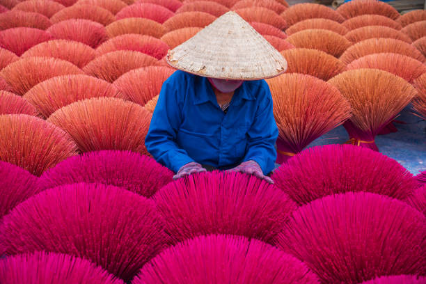 palillo de incienso de secado - típico oriental fotografías e imágenes de stock