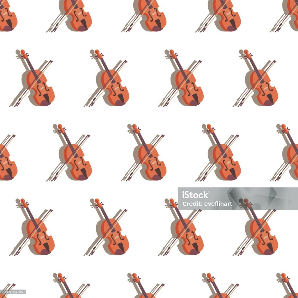 Violin Streamless Pattern Violin And Violin Music Instrument Vector Graphic Seamless Pattern ...