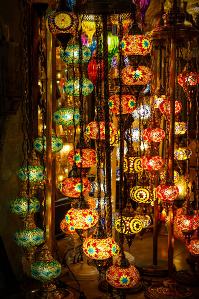 istock Multicolored background of lamps in Arabic style. 1397047973